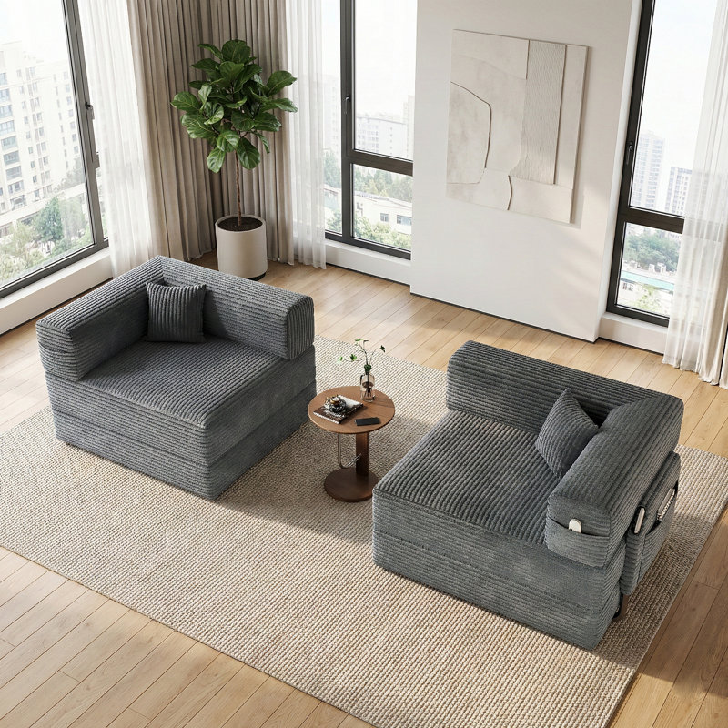 Canapé-lit 78,7 po convertible Cloud, Gris