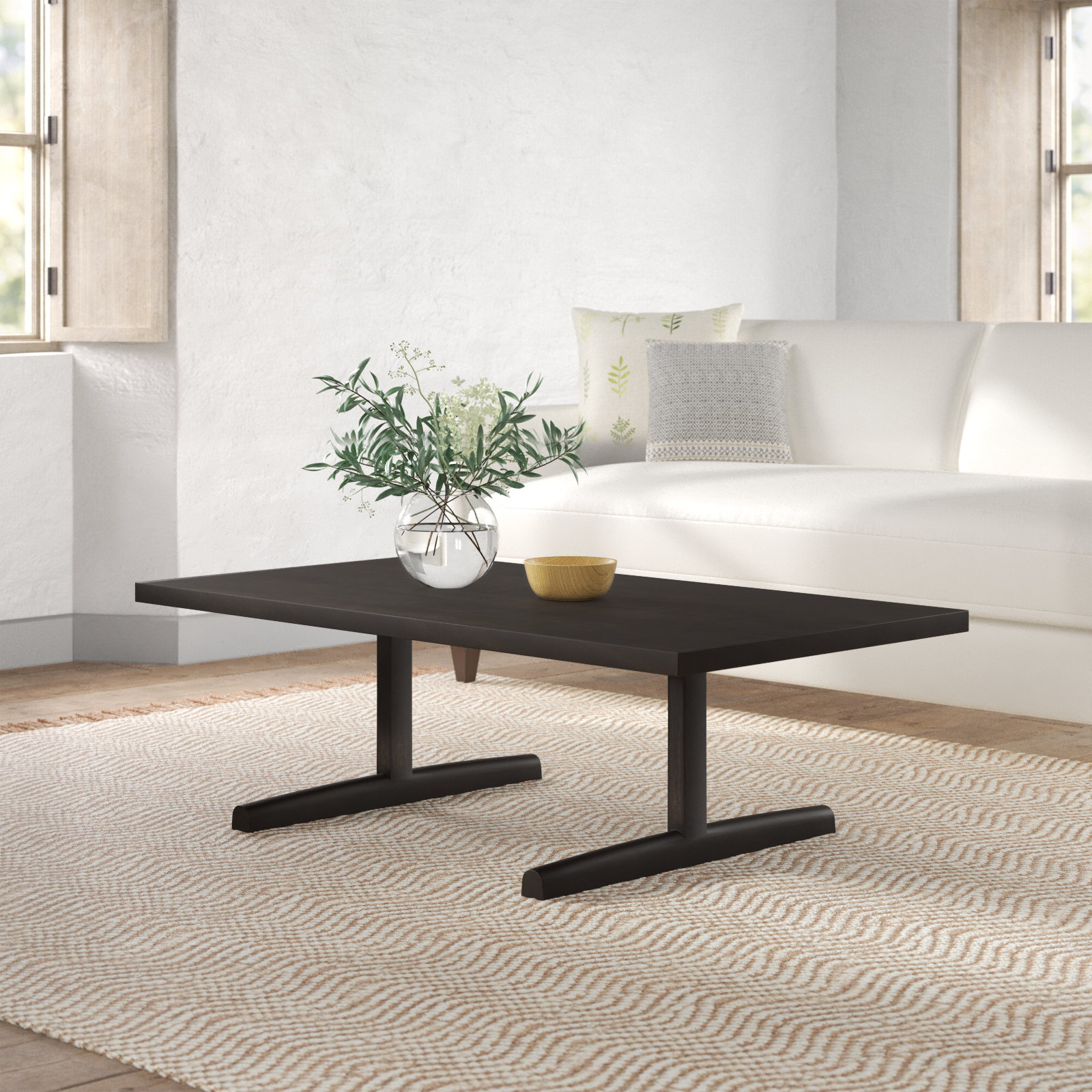 Rune Solid Wood Single Coffee Table, Dark Brown