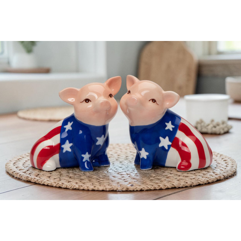 Ensemble de salière et poivrière Patriotic Pig