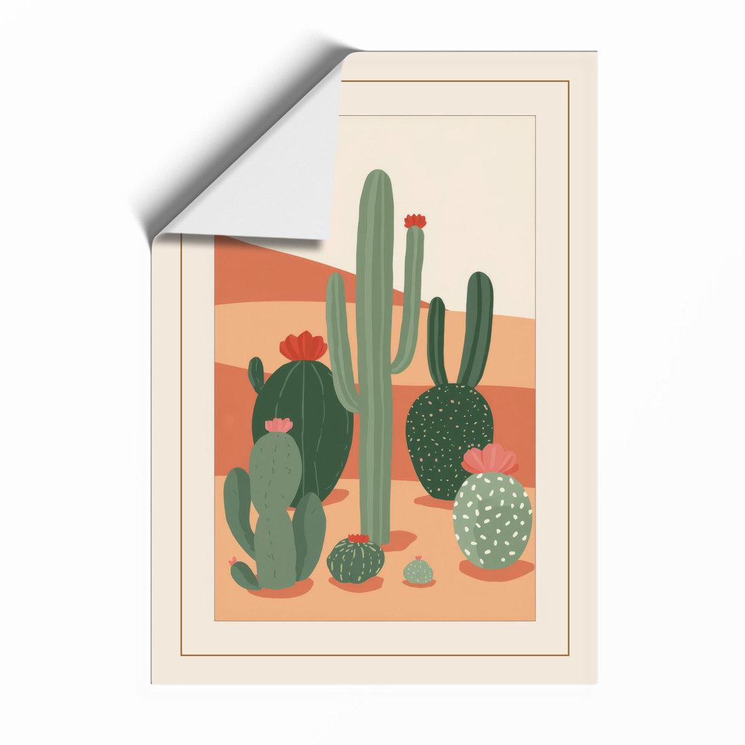 Desert Cacti Landscape Minimalist - Framed Print