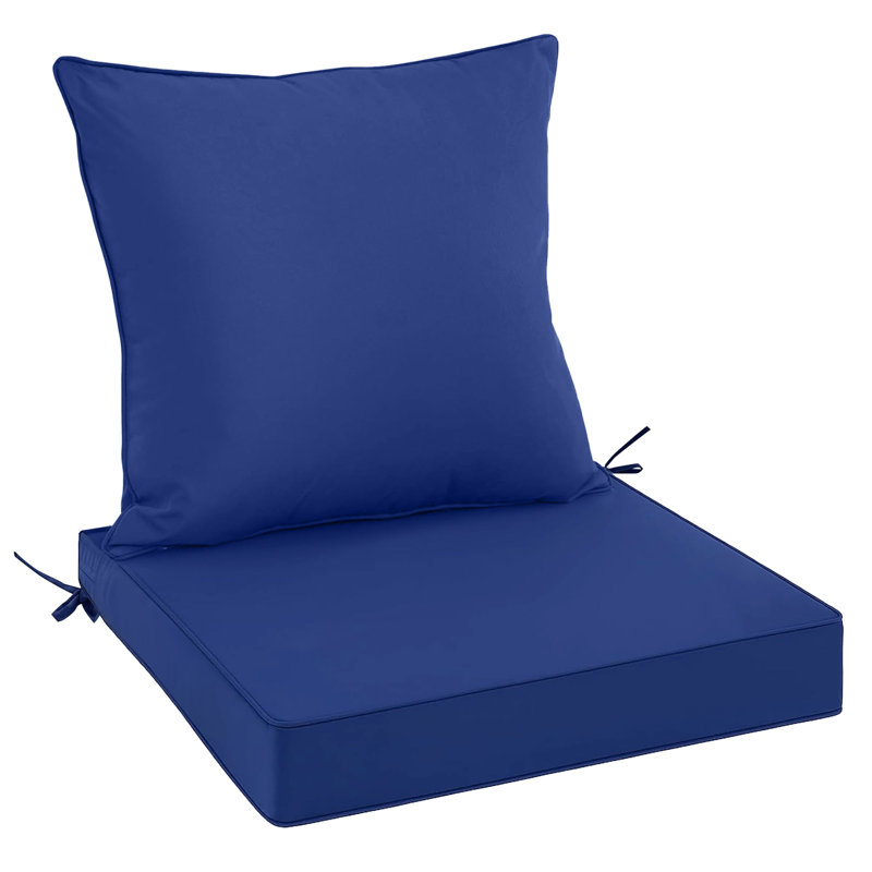 Outdoor Patio Cushion Set (2-Piece) - Weather & UV Resistant, Fits Lounge, Adirondack & Wicker Chairs, Royal Blue, Blue
