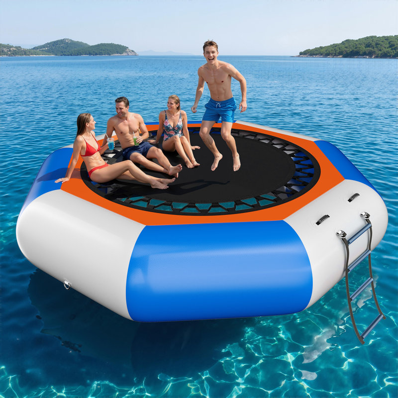 10Ft Inflatable Water Trampoline, 25.6" H x 118.5" W x 25.6" D