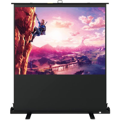 Écran de projection portable Kodak | Surface de projection vidéo intérieure et extérieure 16: 9 de 60 po et support avec poignée de transport | 1 080p, 4K / 8K UHD, compatible 3D et HDR | Installation rapide pour les films, les présentations au bure