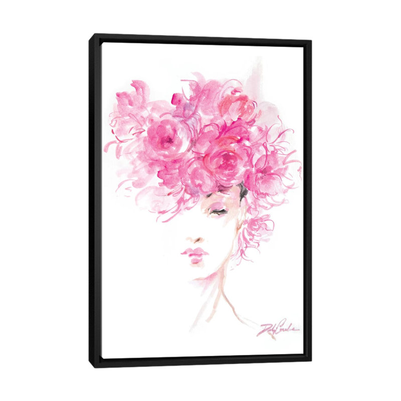 « lady rose », impression sur toile, H 26 po x l 18 po x P 1,5 po, Toile encadrée noire, Pas de tapis