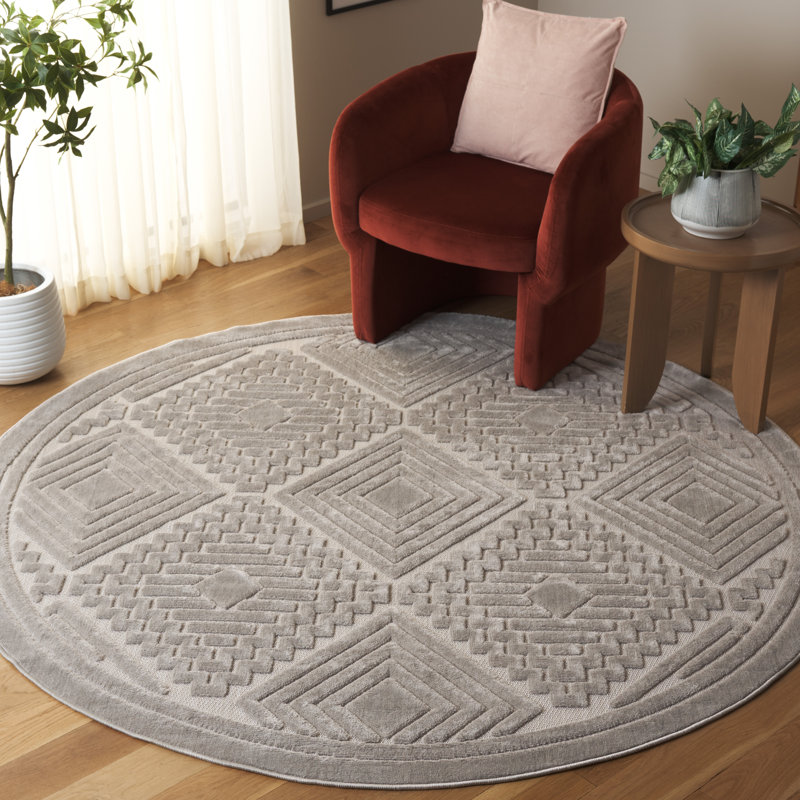 Latria Performance Geometric Rug, Round 6'7"