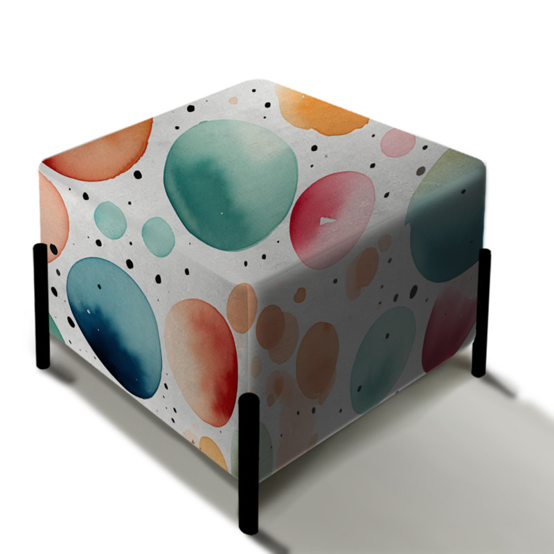 Watercolor Nostalgic Polka Dot Harmony - Polka Dots Square Ottoman