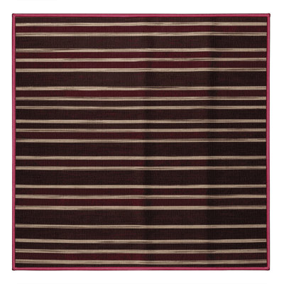 Tapis brun à rayures horizontales lavable à la machine