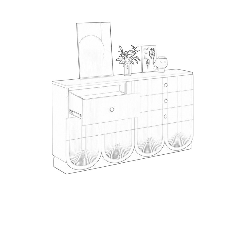 Buffet Modern, Noir / gris clair