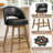 26.4" Swivel Counter Bar Stool With Pocket Spring Seat & Solid Rubberwood Frame, Cutout Arched Back-2054786755