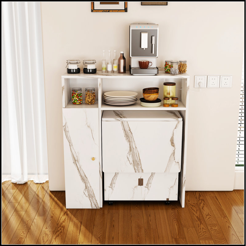 Multifunctional Folding Dining Table with Wall-Mounted Sideboard & Storage for Small Apartments