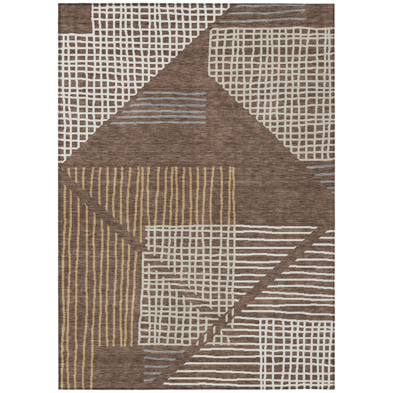 Machine Washable Indoor/Outdoor Jenning ACN2270 Stripes Rug, Rectangle 10' x 14'