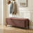 Multifunctional Chenille Storage Bench with Cylindrical Solid Wood Legs-304230506