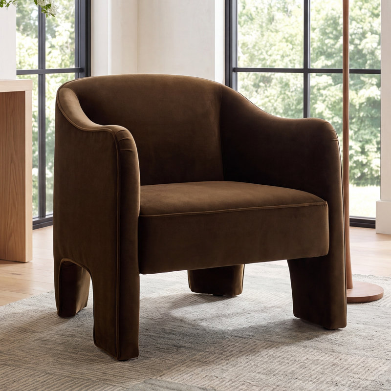 Benagil Ajournee Upholstered Barrel Chair, Monte Navy Velvet