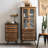 Black+Brown Solid Wood+Iron+Glass Display Cases-120279270