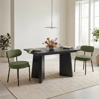 Aura Dining Table Sets: Rectangular Extendable Dining Table & Fabric Upholstered Dining Chairs