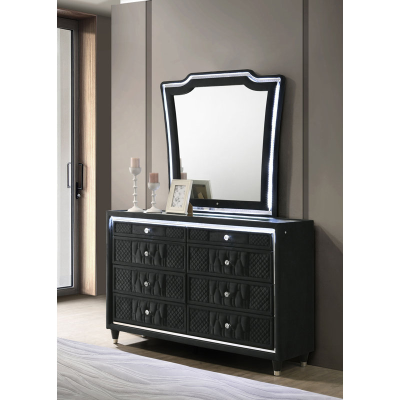 Commode traditionnelle l 60,90 po avec miroir, noir