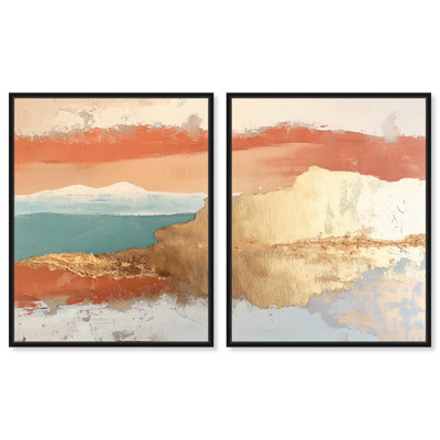 Earthy Glow I Canvas Set of 2 Digital Textured Art by Art Remedy