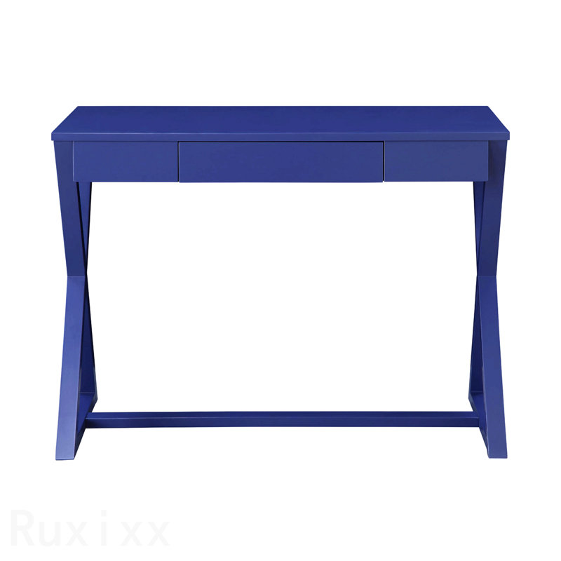 Bureau d'écriture rectangulaire, bleu crépuscule avec 1 tiroir
