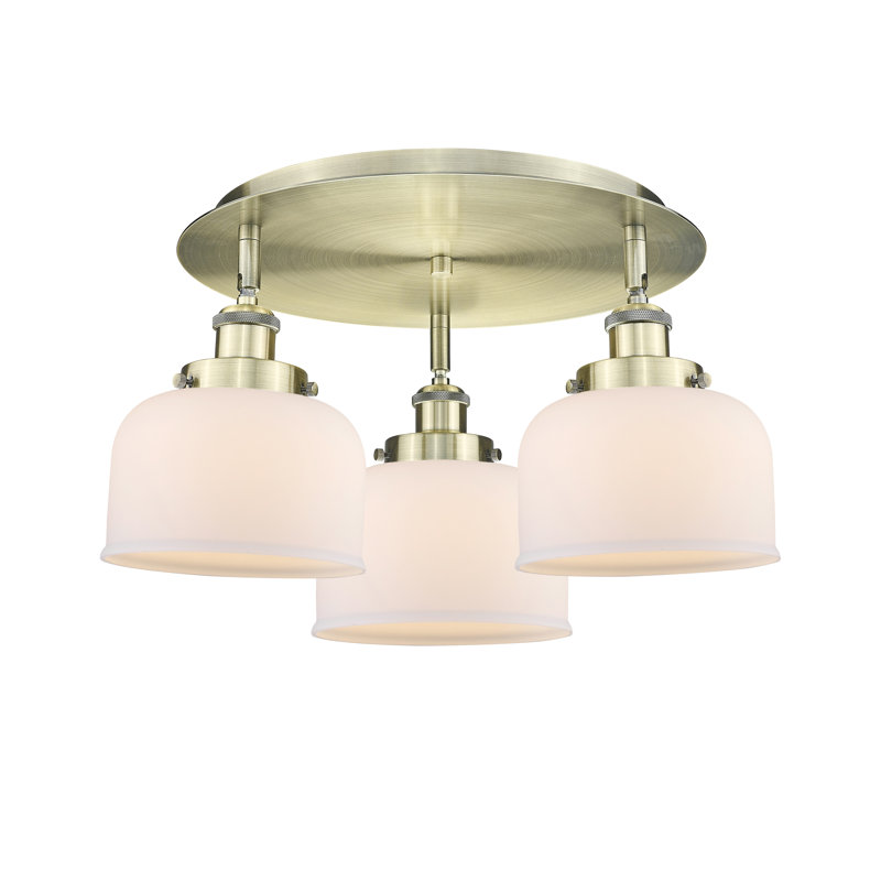 Bejtullah Glass Flush Mount, Matte White, Antique Brass