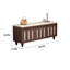Banc de rangement pour chaussures en bois massif avec coussin de siège-111620431
