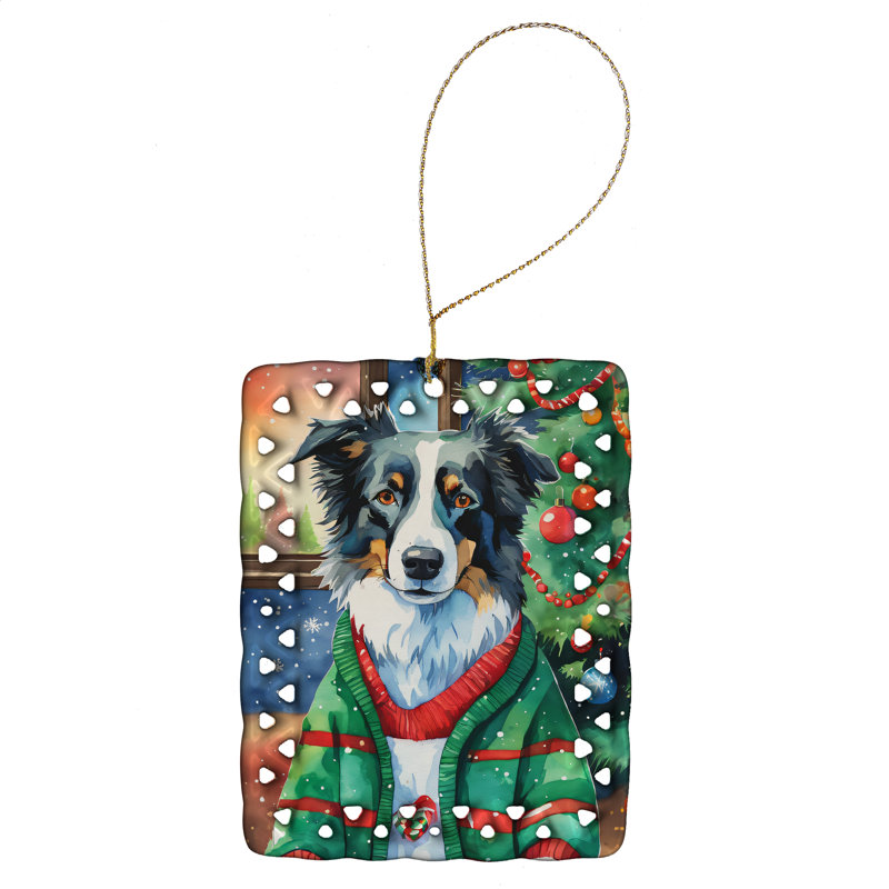 Ornement en porcelaine Border Collie, Border collie 3378