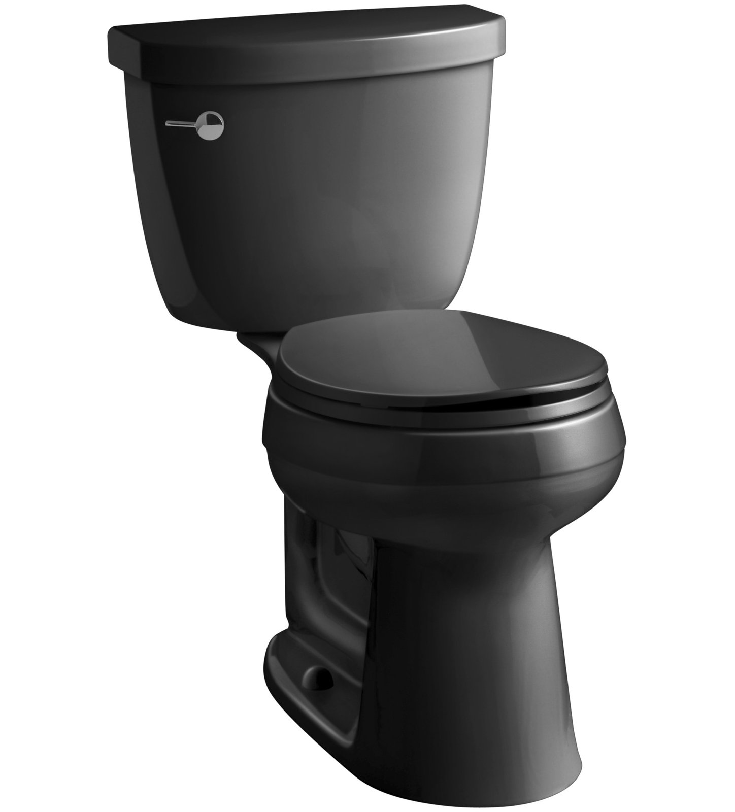 Cimarron 1.6 GPF 2-Piece Round Toilet, Black, Left-Hand
