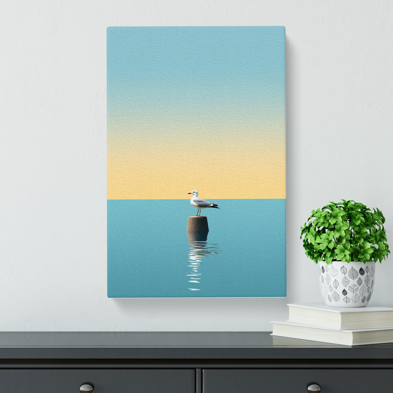 Seagull Minimalism - No Frame Print, 50cm H x 35cm W x 3cm D