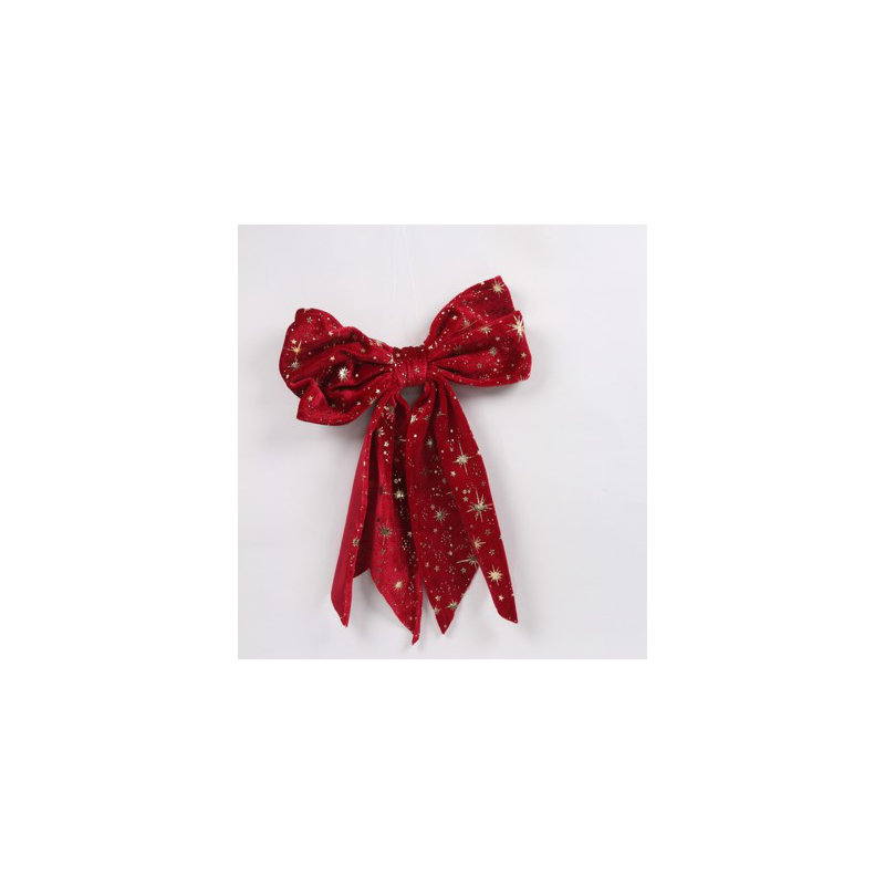 Glittered Starburst Velveteen Bow Christmas Decoration