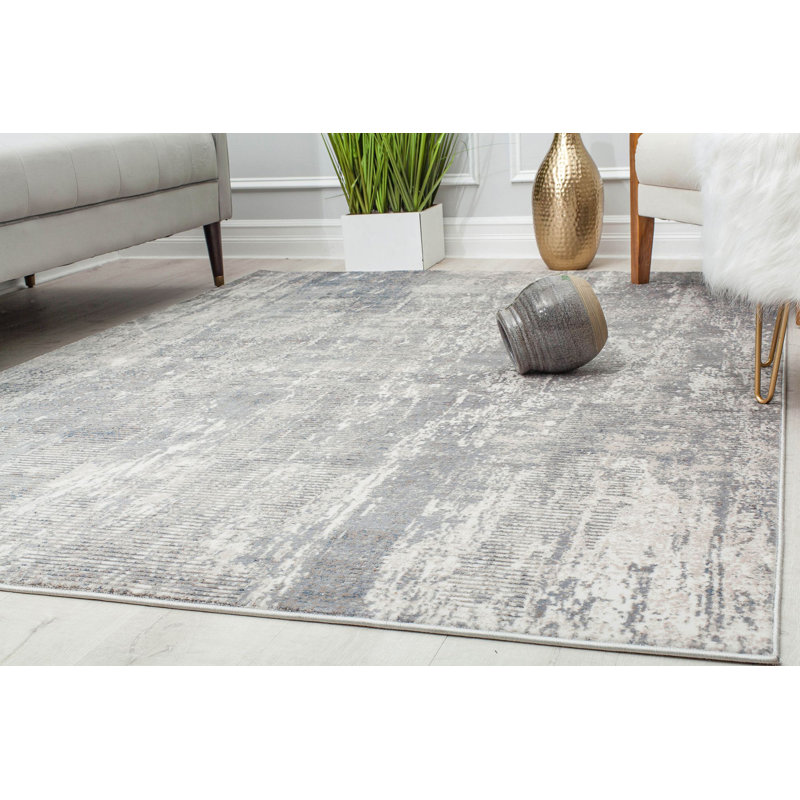 Tapis abstrait gris, 5'3" x 7'0"
