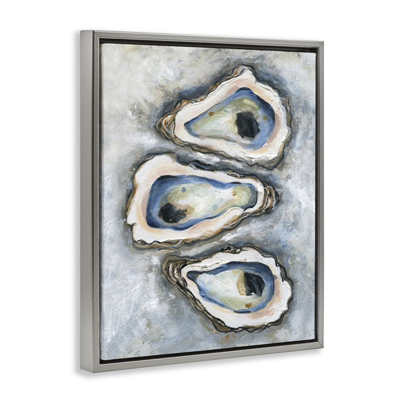 Cadre flottant Oyster Bar Trio, design par Carol Robinson, Cadre flottant gris lustré, H 21 po x l 17 po