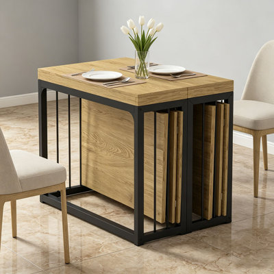 Table de salle à manger extensible moderne de 23,62 po à 118 po, pouvant accueillir de 2 à 10 personnes, table de salle à manger en bois peu encombrante pour la cuisine / salle à manger / salon, parfaite pour les réunions de famille / fêtes