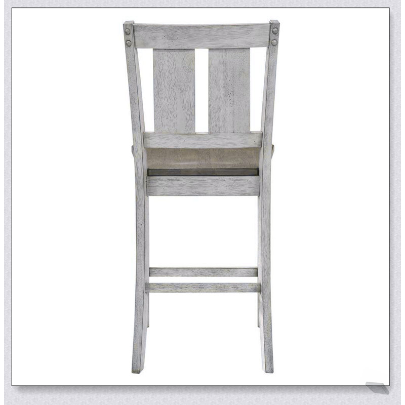 Ensemble de chaises de salle à manger à hauteur de comptoir en bois massif à finition comptoir blanc antique pour plus de confort et de style