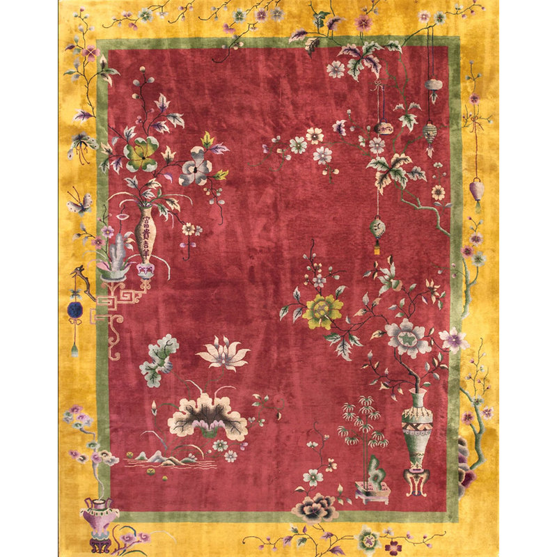 Antique Classic Floral Pattern Art Deco Chinese Room Size Carpet