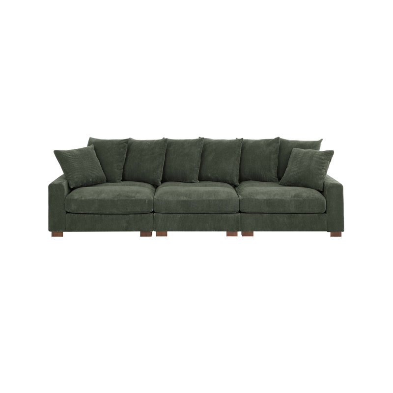 Yamal 122'' Corduroy Sofa, Green