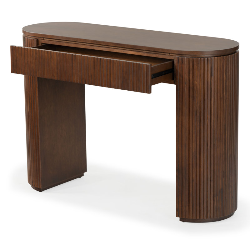 Rikki Fluted 1 Drawer Console, Walnut