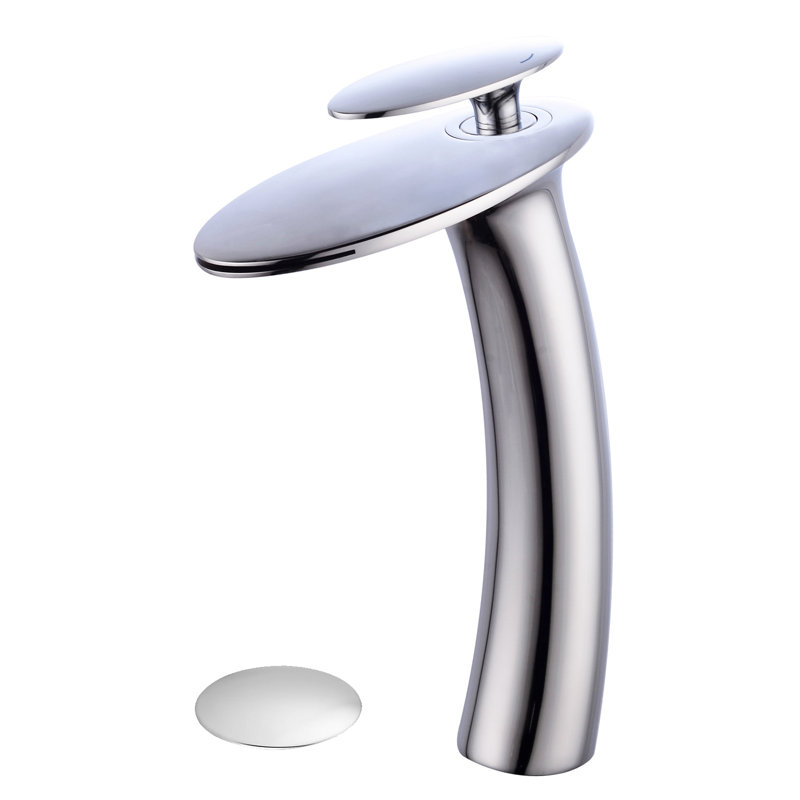 Waterfall Single Hole Bathroom Faucet With Deck Cover Plate With Pop Up Drain Assembly, Chrome