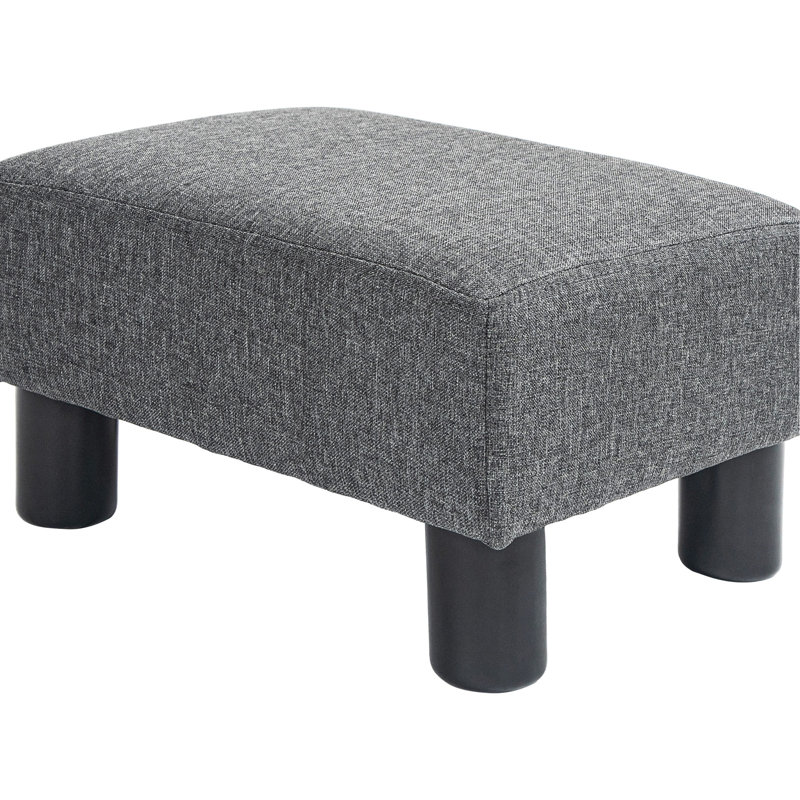 Charcoal Gray Foot Rest, Linen Covered, Small For Living Room, Comfortable Option Upholstered Rest , Versatile All Rooms,