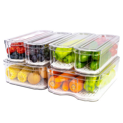 Fridge Organizers And Storage, 6 Pack Clear Freezer Organizer Bins With Lids For Kitchen, Pantry, Refrigerator, Food, Fruit, Vegetable Storage