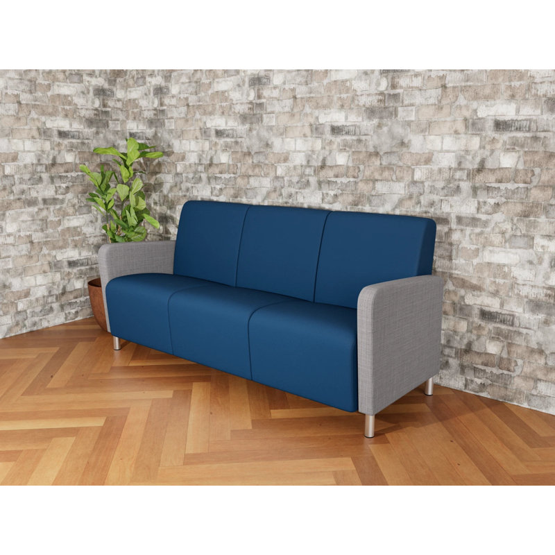 Fauteuil de réception 3 places Ravenna, Acier brossé, Chambray gris / Patriot Plus Blue Ridge