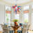 Multicolor Hand-Blown Glass Chandelier, Modern Semi-Flush Mount