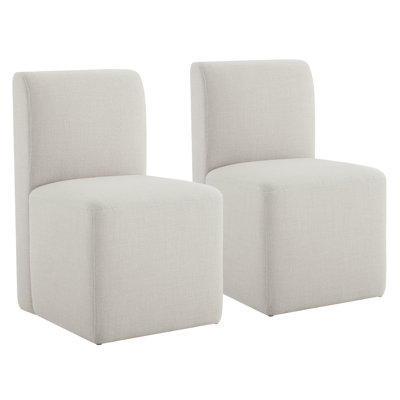 Bralan Polyester Blend Upholstered Side Dining Chair with Casters