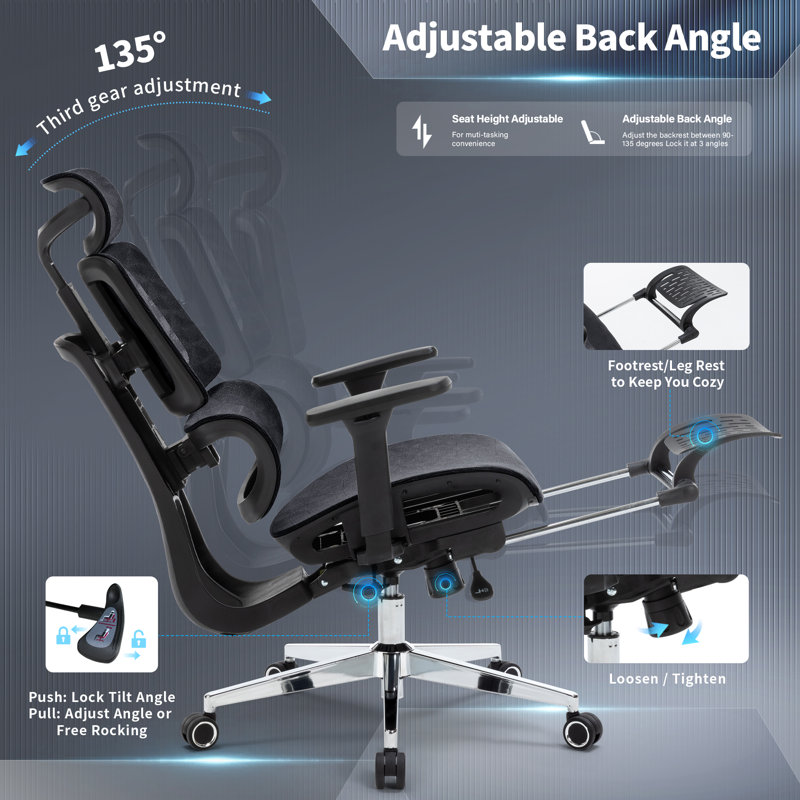 Ergonomic Dual Back Office Chair With 4D Adjustable Armrest And Back Tilt