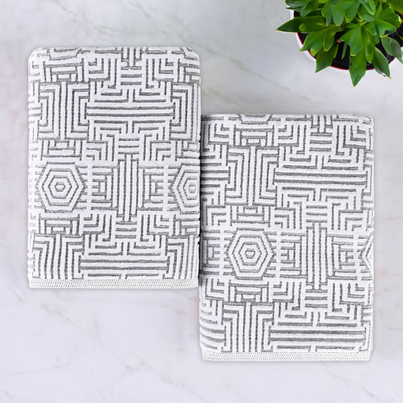 Drap de bain en coton jacquard Indrit, Gris anthracite