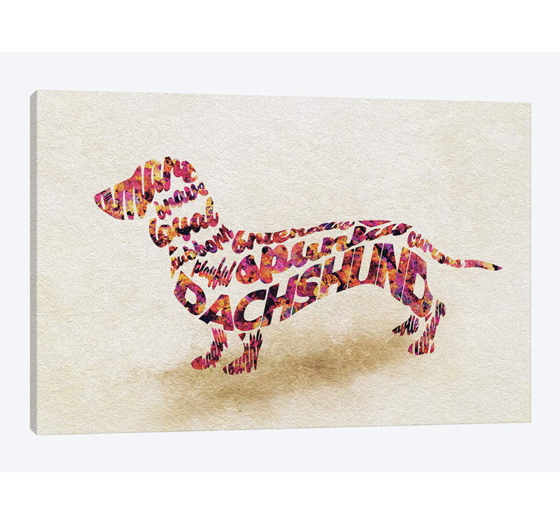 «Dachshund» par Ayse Deniz Akerman, impression sur toile tendue, H 8 po x l 12 po x P 0,75 po, Toile tendue, Pas de tapis