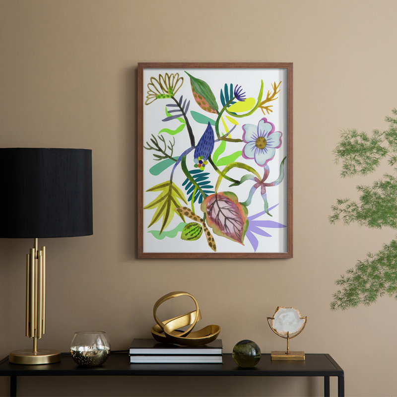 «Flower Of Fate I», reproduction encadrée - bois massif, Noyer, H 15 po x l 12 po