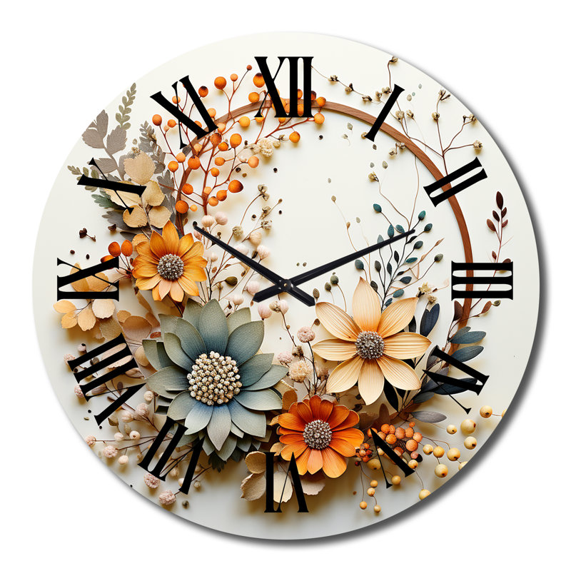 Horloge murale beige et orange, Grand
