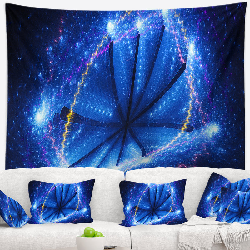 Tapisserie en étoile abstraite blue clusters, H 32 po x l 39 po