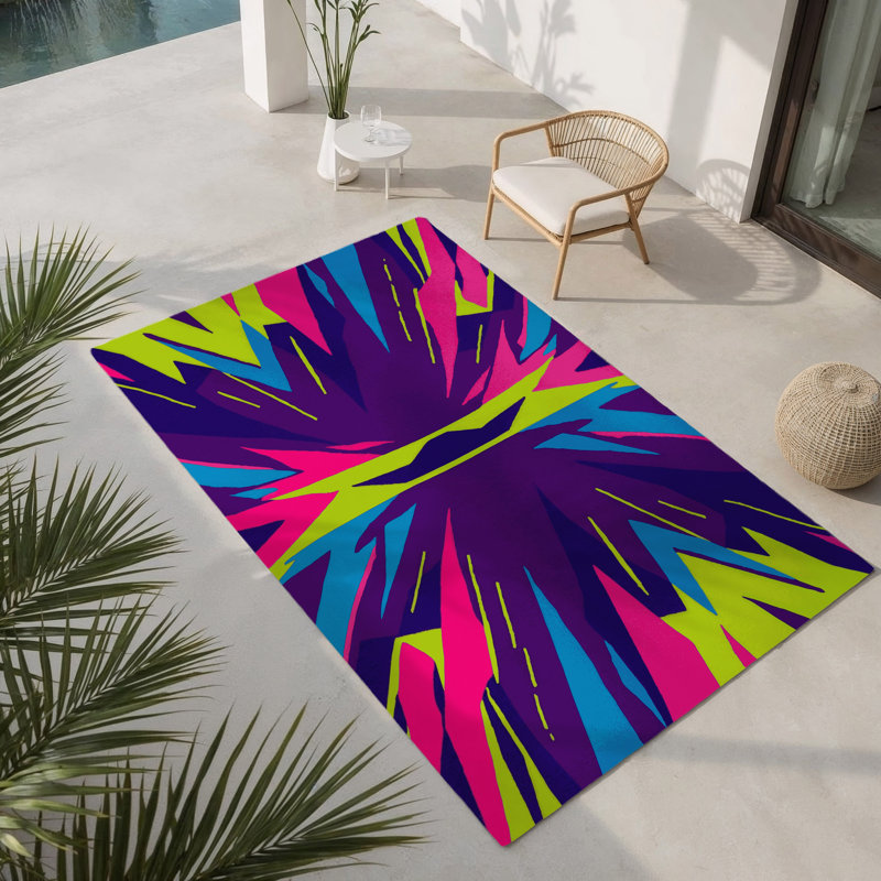 Tapis intérieur et extérieur Neon Shadows, Rectangle 5 pi x 7 pi