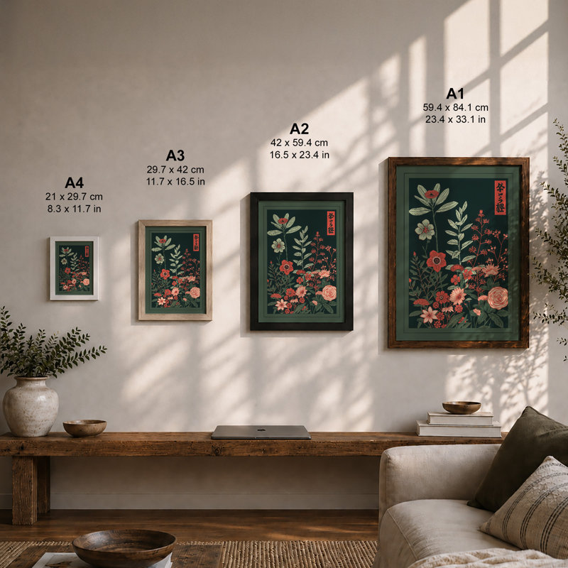 Garden Study Botanical - Framed Print, A4 - 29.7 x 21.0 cm, Walnut
