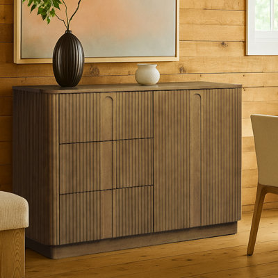 Potomac 3 Drawer 1 Door Wood Sideboard with Adjustable Shelf Storage Cabinet
